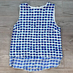 Kate Spade Womens Blue Live Colorfully Island‎ Stamp Layer Tank Tops Size Medium